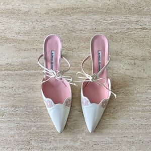Vintage Manolo Blahnik Flower Tie Heels